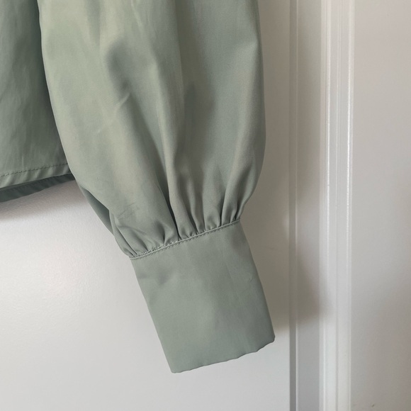 Daisy Street size small green puff sleeve green blouse - Picture 3 of 6